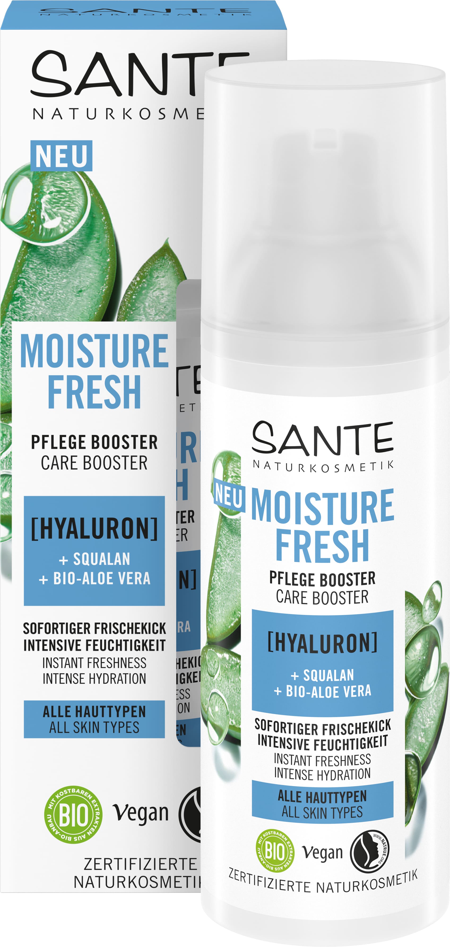 Booster Moisture Pflege & mit Squalan Fresh | Vera Naturkosmetik SANTE Hyaluron, Bio-Aloe