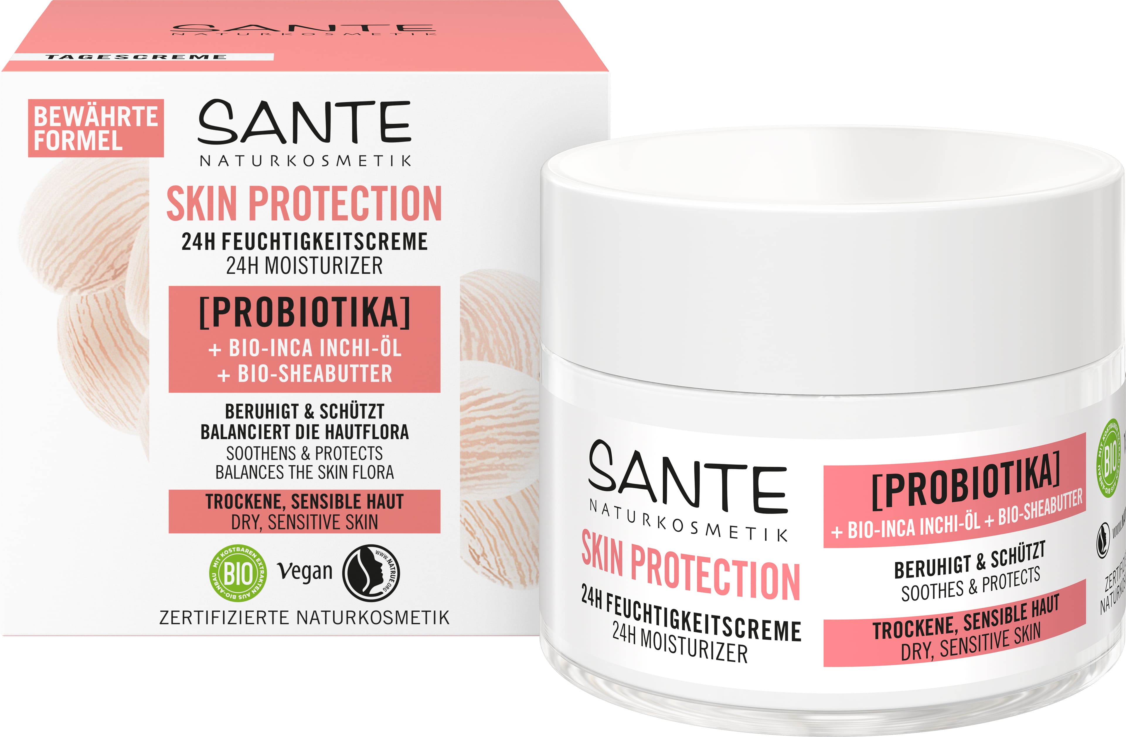 24h Skin Bio-Inca Feuchtigkeitscreme Bio-Sheabutter | SANTE mit Probiotika, & Protection Naturkosmetik Inchi-Öl