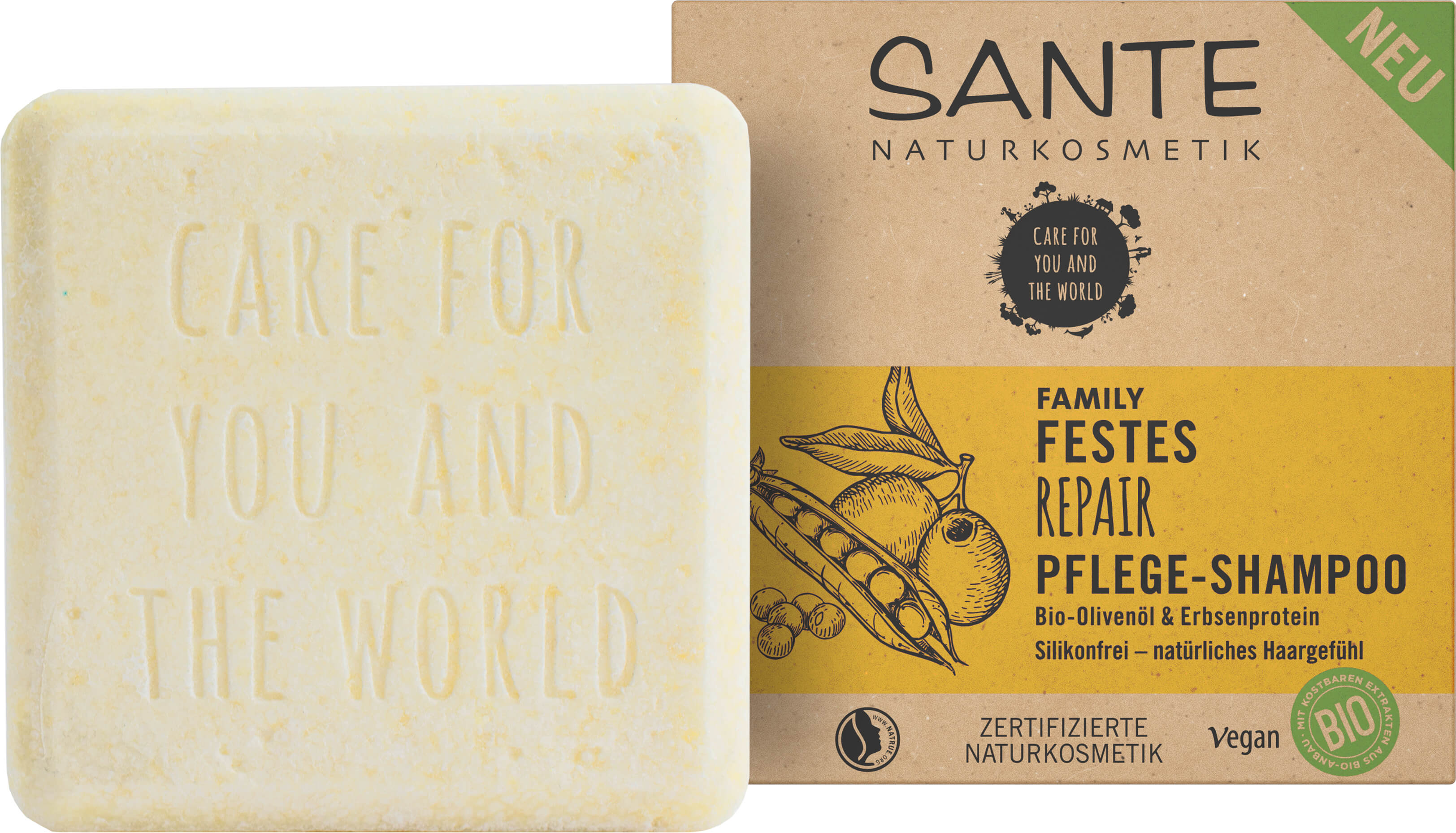 SANTE Repair Festes Bio-Olivenöl | & Pflege-Shampoo Naturkosmetik Erbsenprotein