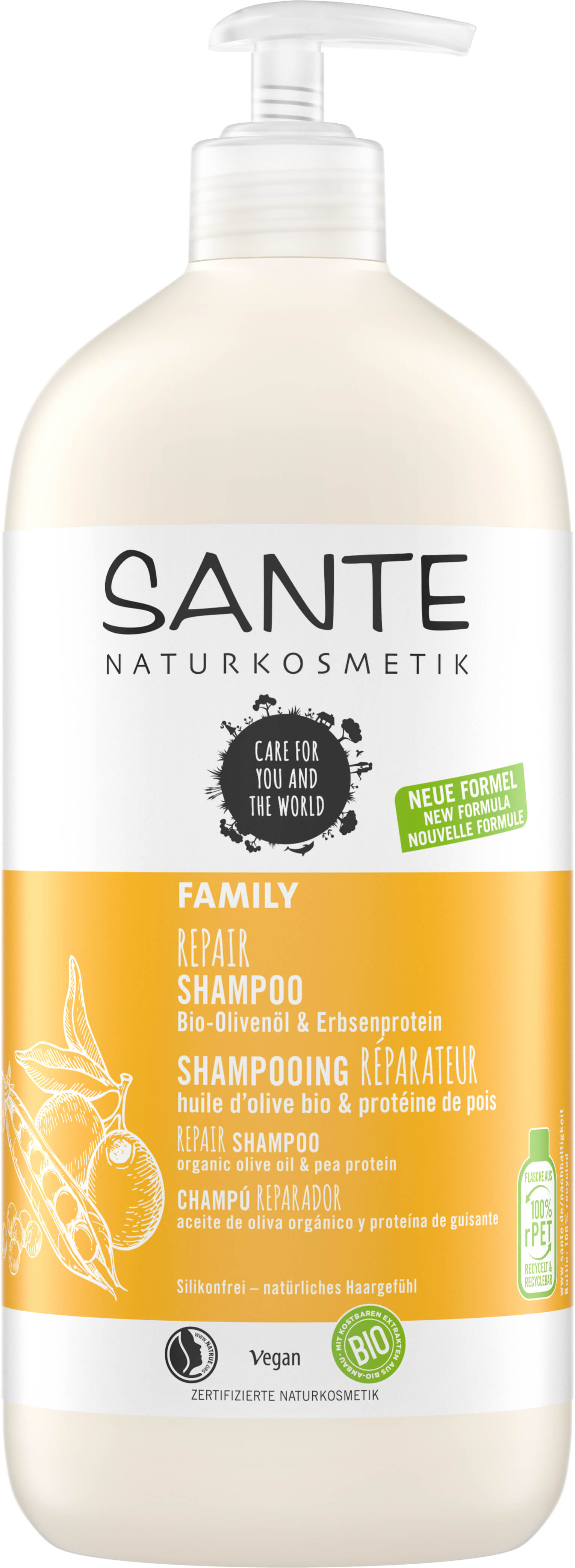 Repair Shampoo Erbsenprotein | Bio-Olivenöl SANTE & Naturkosmetik
