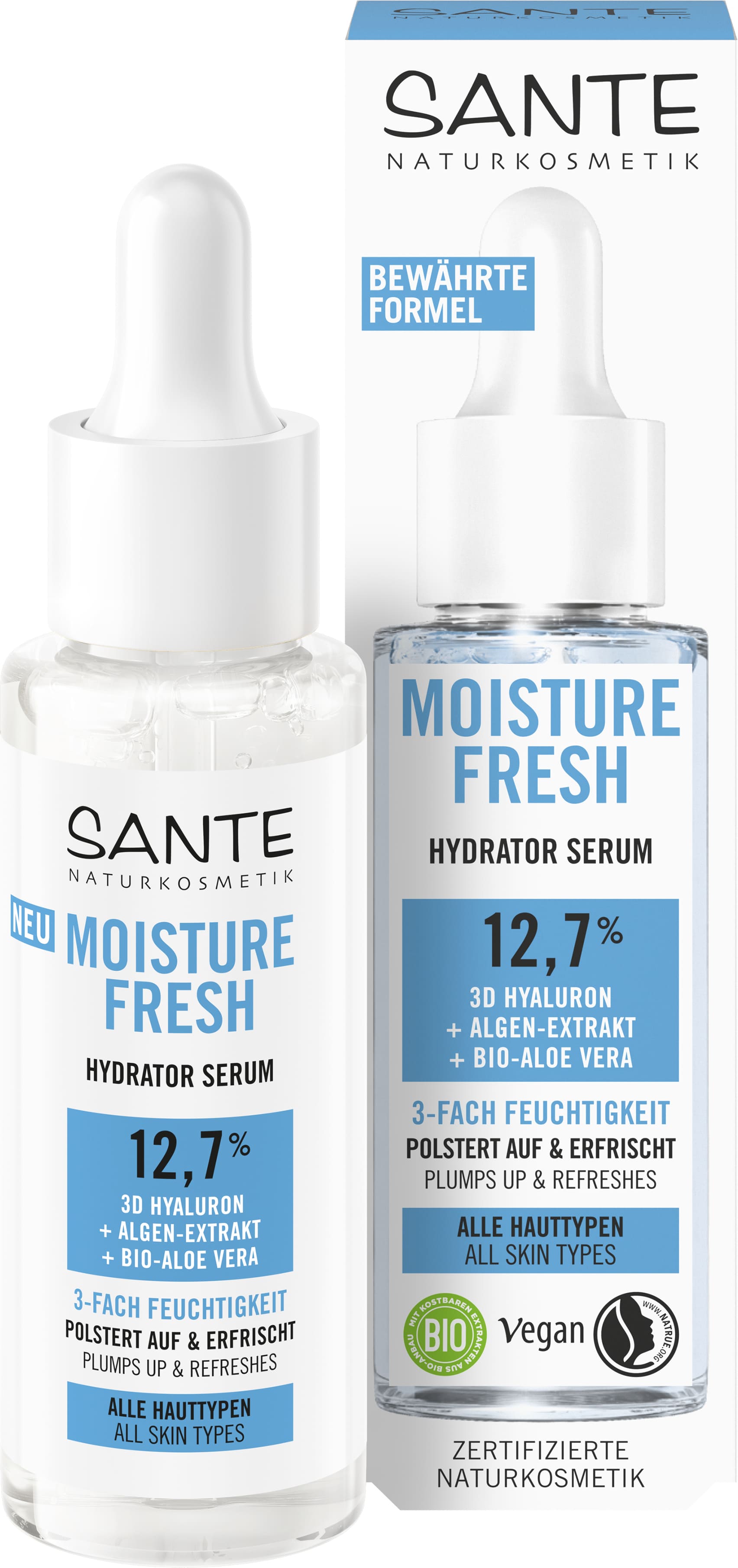 mit Moisture Serum | Algenextrakt & Bio-Aloe SANTE 3D Naturkosmetik Hyaluron, Fresh Hydrator Vera