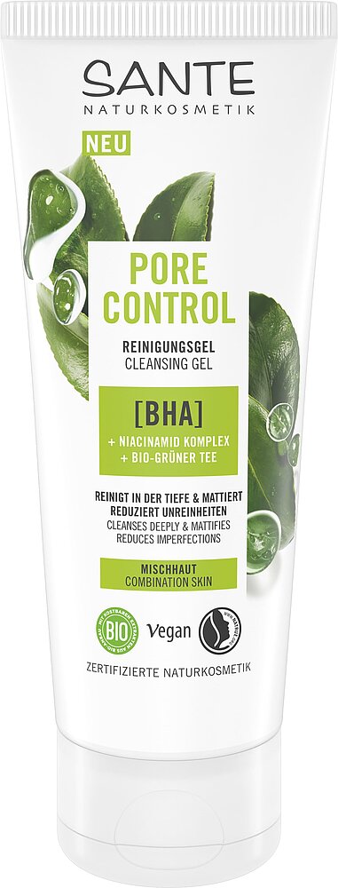 Bio-Grüner SANTE Control mit & BHA, Tee Komplex Niacinamid Naturkosmetik | Reinigungsgel Pore